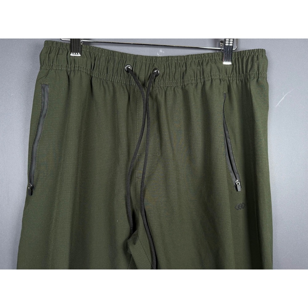 Leg3nd Mens Olive Green Ripstop Jogger Pants Zipper Pockets Size Large